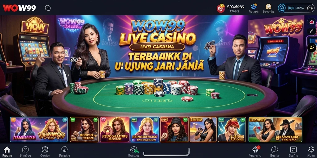 Screenshot WOW99 menampilkan dealer langsung dalam aksi permainan Live Casino.